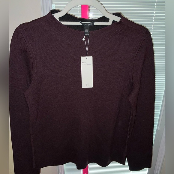 Eileen Fisher Funnel Neck Sweater Casis Size XXS 19” B x 24” L - Picture 7 of 16